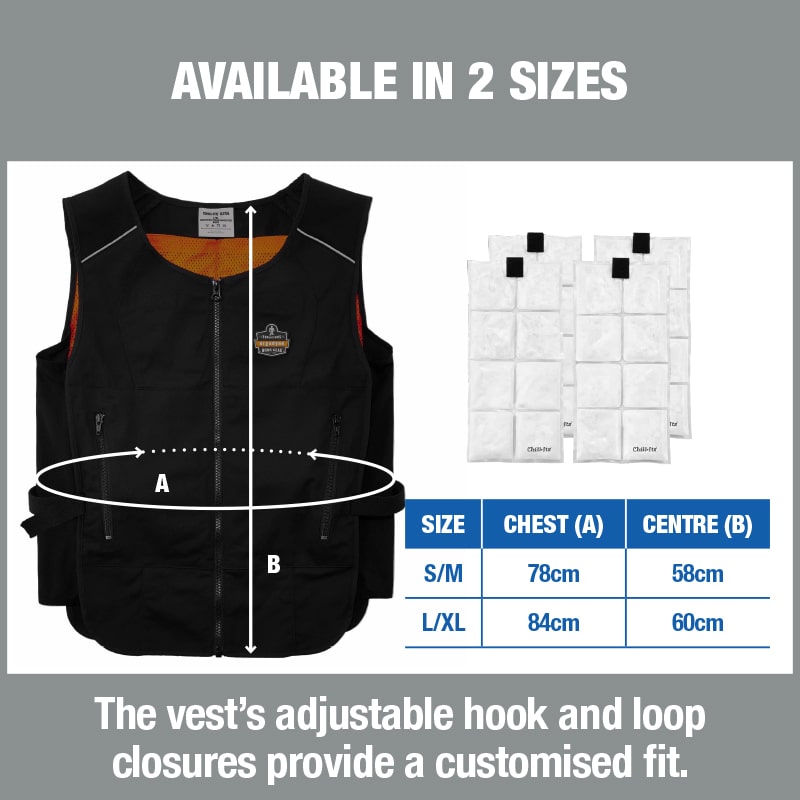 Chill-Its 6260 Lightweight Phase Change Cooling Vest with Packs SIZES - PRYME AUSTRALIA