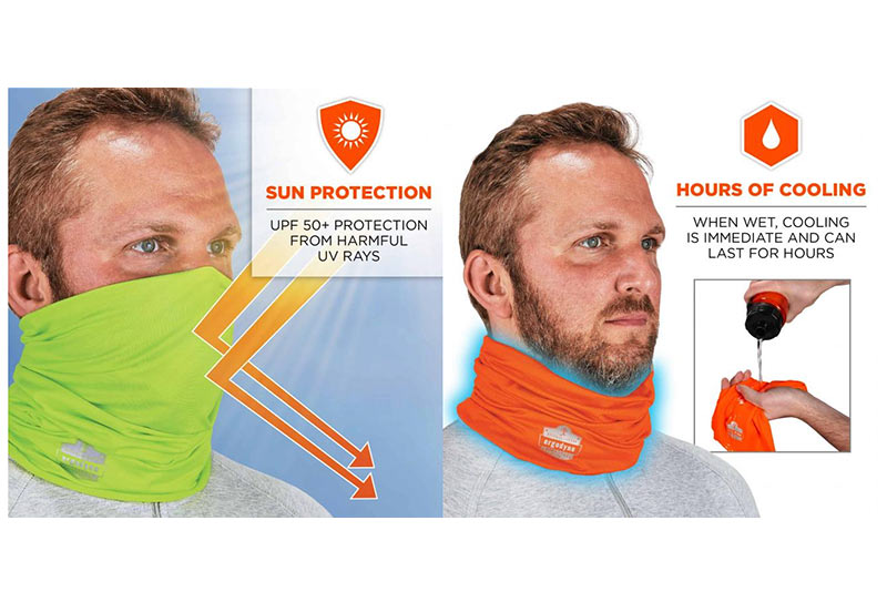 Multiple Ways to Wear Headband or Face Mask,Lime Ergodyne Chill-Its 6487 Cooling Neck Gaiter
