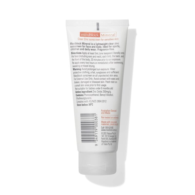 Maxi Block Mineral Clear Zinc Sunscreen SPF50 - 75g Tube - Pryme Australia - Worksite Cooling PPE